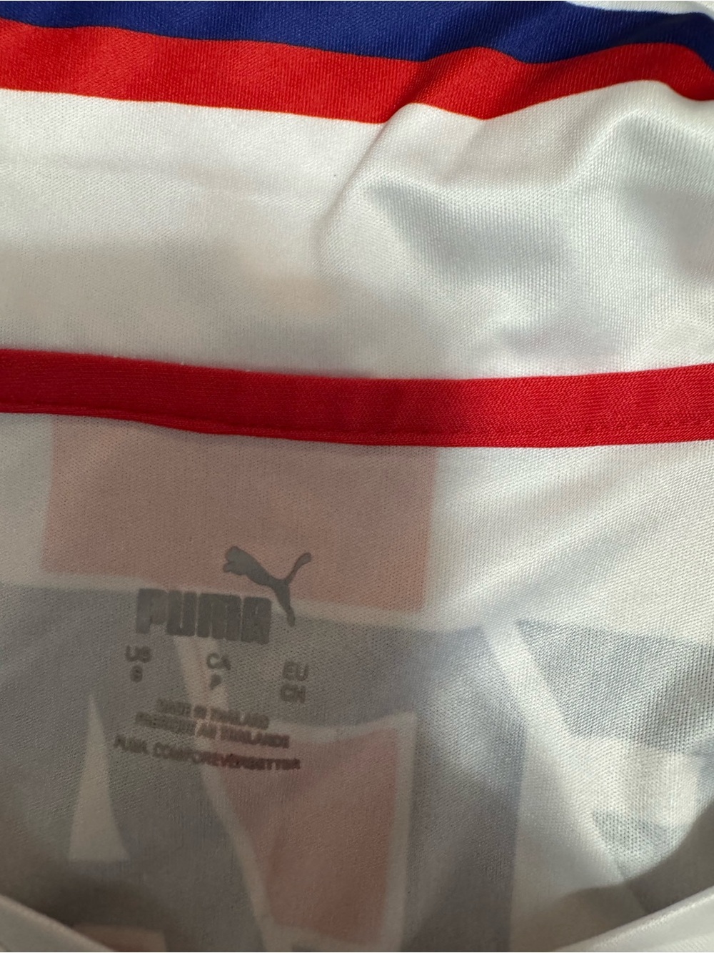 Puma Kids Red and White Striped Soccer Jersey with Club Crest - Picture 2 of 4